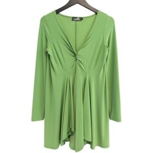 Sympli Tunic Top Women 8 Chartreuse Green Long Sleeve Travel Wear Made in Canada